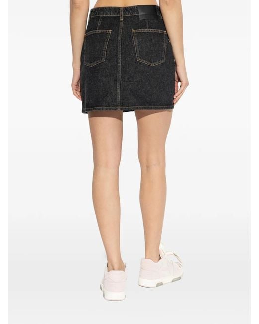 IRO Black Button-Fastening Mini Denim Skirt
