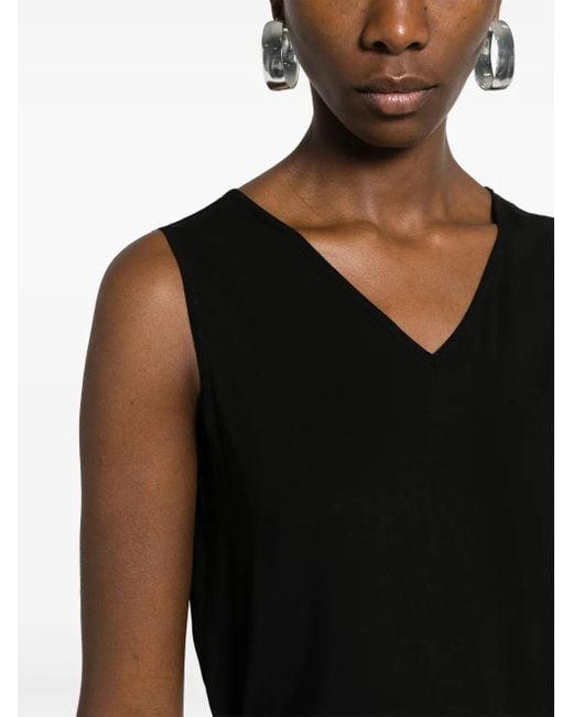 Fabiana Filippi Black Sleeveless V-Neck Top With Relaxed Fit