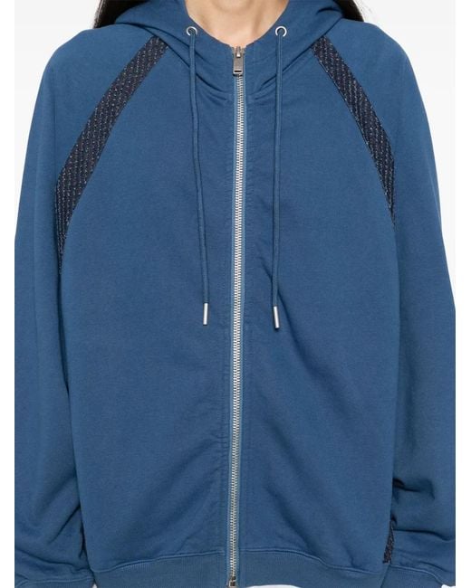 FIVE CM Blue Panelled Zip-Up Hoodie for men