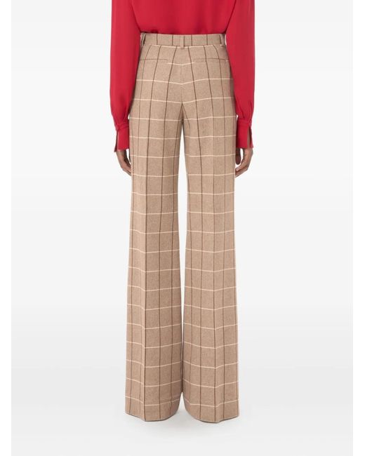 Valentino Garavani Natural Wool Pants With Windowpane Check Pattern