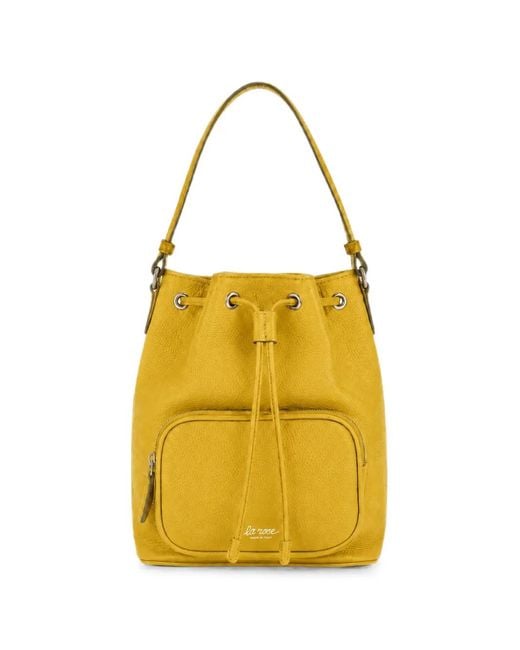 LA ROSE Yellow Drawstring Bucket Bag