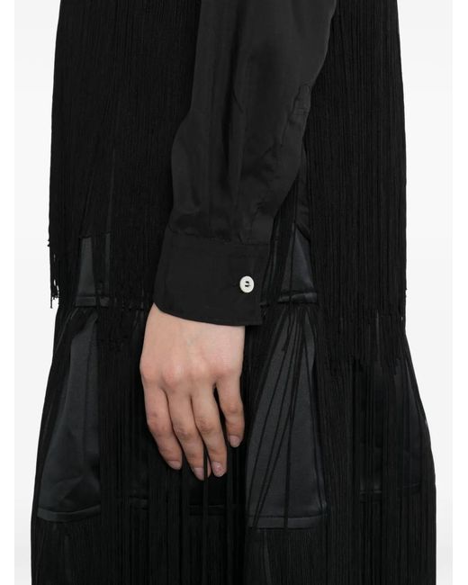 COMME DES GARÇON BLACK Black Fringe-Trimmed Tiered Shirt