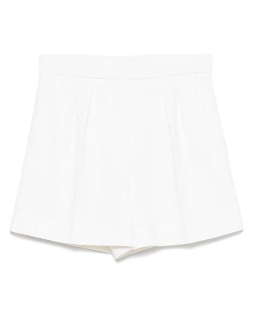 Max Mara White Ivory Stretch Wool Shorts