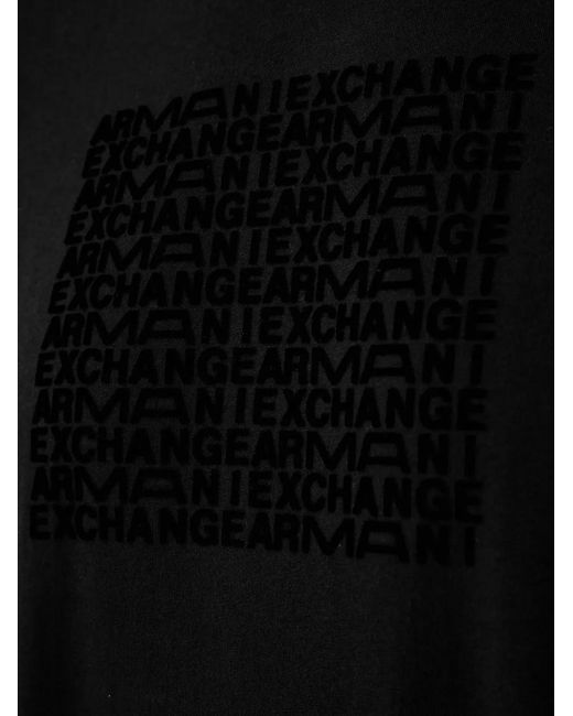 ARMANI EXCHANGE Black Logo-Print Crew-Neck T-Shirt for men