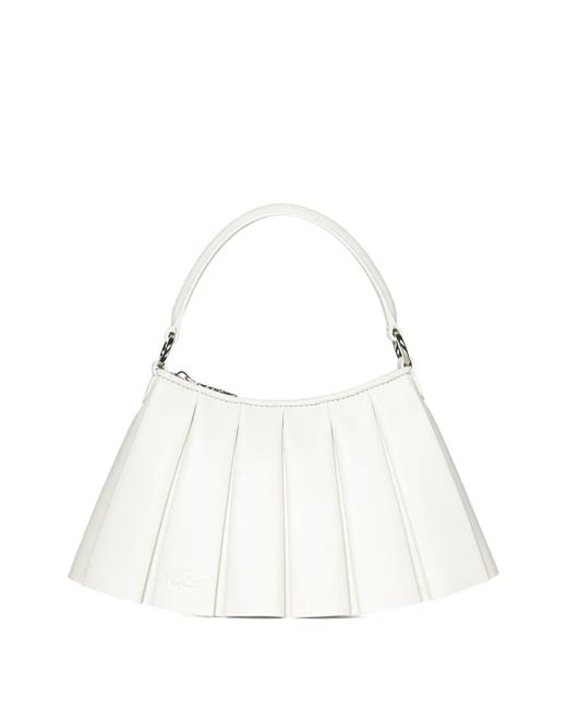 Lacoste White Lenglen Pleated Leather Shoulder Bag