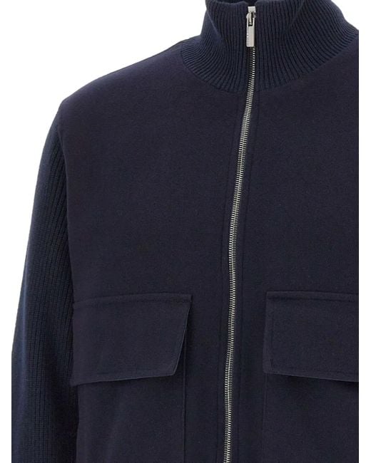 Paul & Shark Blue Knit-Sleeves Jacket for men