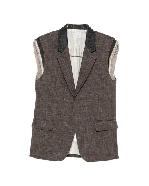 Alysi Gray Raw-Edge Notched-Lapel Gilet