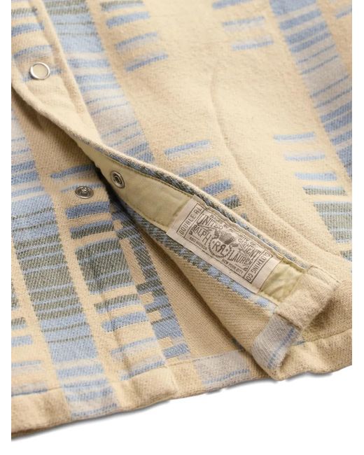 RRL White Surchemise Rayée À Franges for men