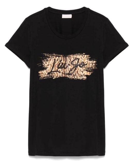 Liu Jo Black T-Shirt Mit Animal-Print