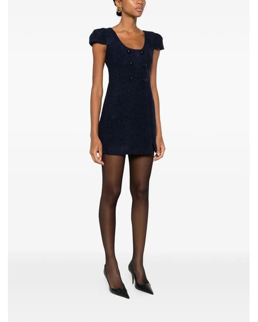Self-Portrait Blue Buttoned Mini Dress