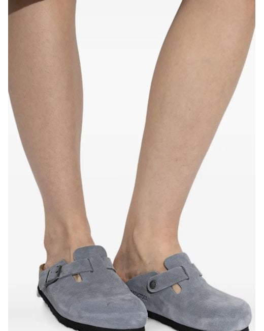 Birkenstock White Boston Buckle-Strap Clogs