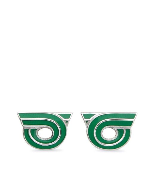 Ferragamo Green Gancini Shape Earrings