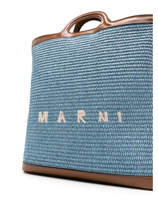 Marni Blue Tropicalia Straw Tote Bag