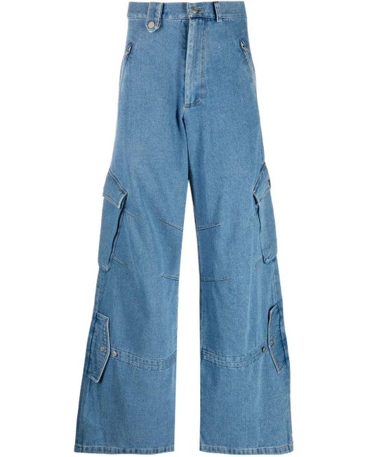 Egonlab Denim Straight-leg Cargo Jeans in Blue for Men | Lyst