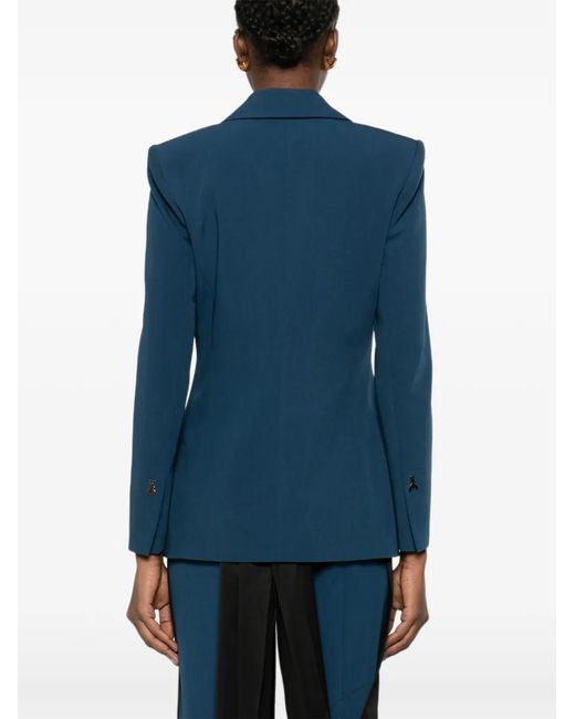 Patrizia Pepe Blue Single-Breasted Slim-Fit Blazer