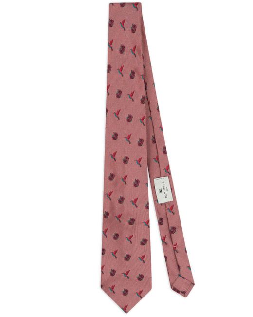 Etro Red Patterned-jacquard Silk Tie for men