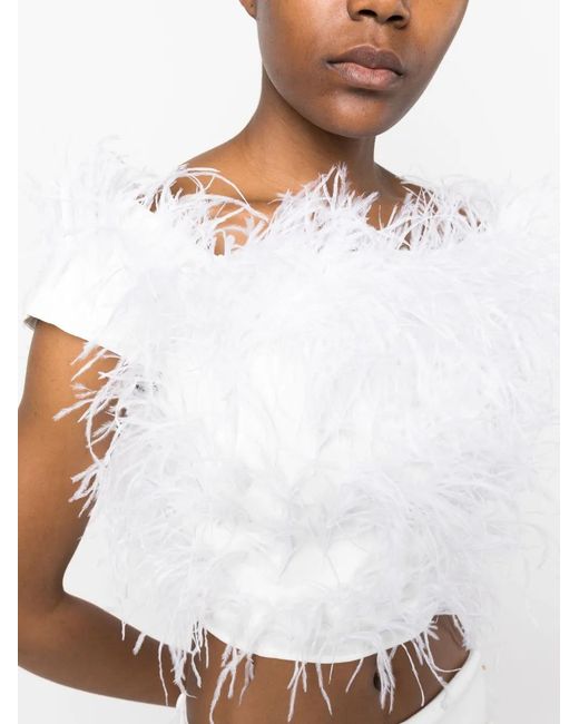 Cult Gaia White Sosha Feather Top