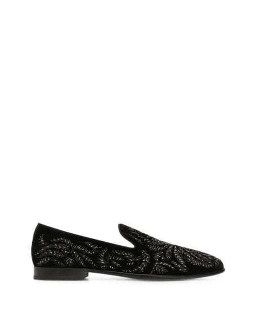 Dolce & Gabbana Black Velvet Loafers for men