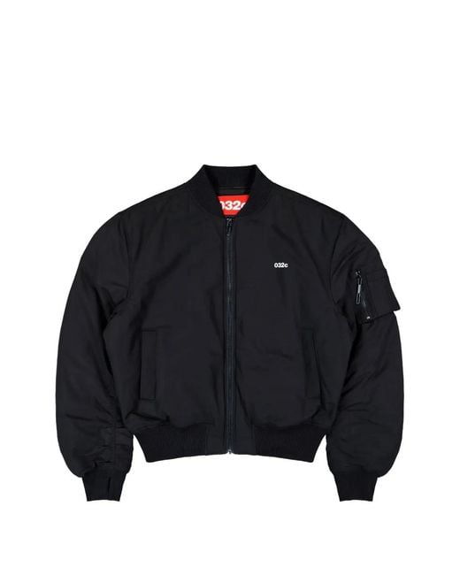032c Black Zip-Up Bomber Jacket for men