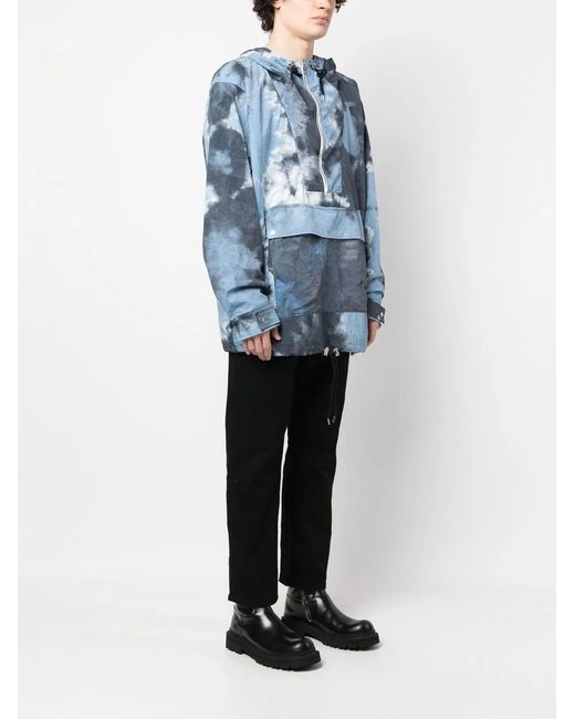Children of the discordance Blue Tie-Dye Print Hooded Jacket for men