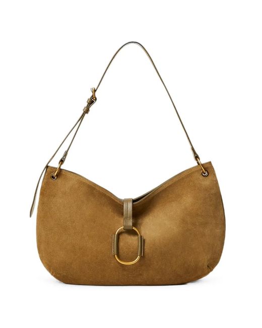 Twinset Natural Round Suede Shoulder Bag