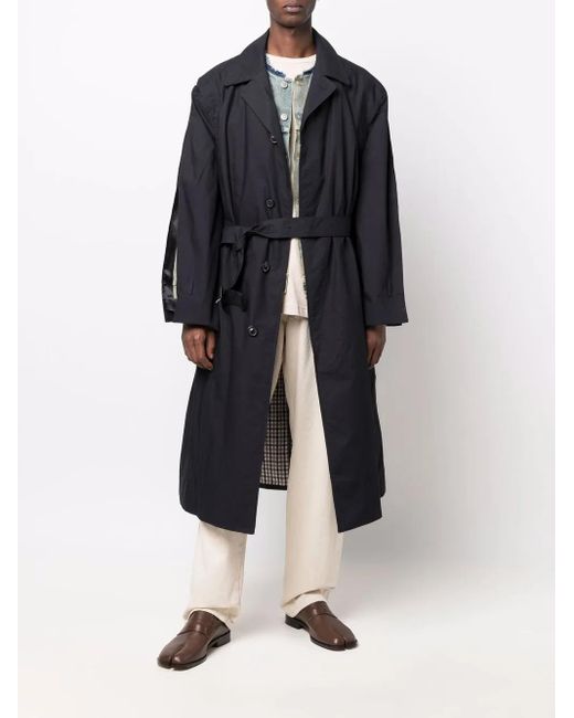 Maison Margiela Blue Layered Cotton Trench Coat for men