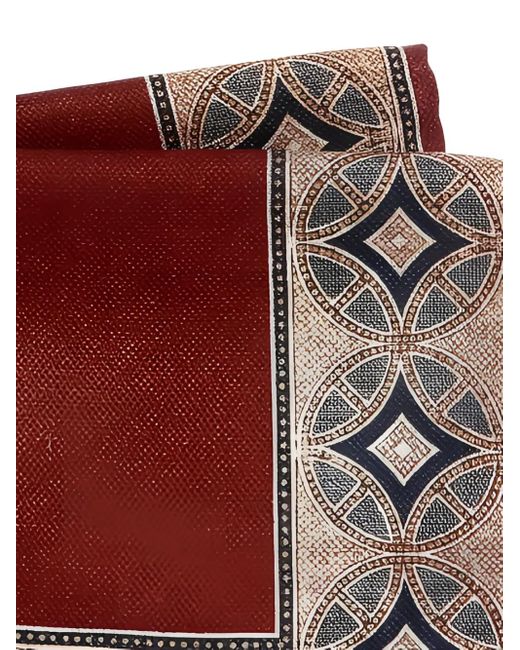 Brunello Cucinelli Red Geometric-Pattern Pocket Square for men