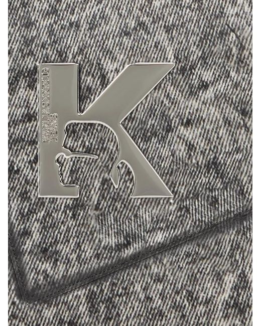 Cartera Geo con placa del logo Karl Lagerfeld de color Gray