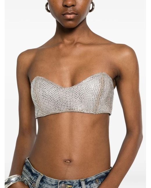 GIUSEPPE DI MORABITO White Crystal-Embellished Top