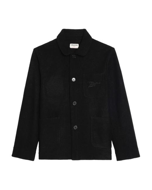 Zadig & Voltaire Black Logo-Embroidered Jacket for men