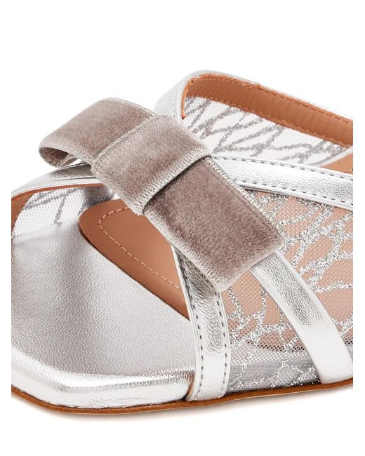 Malone Souliers Metallic Malone Bow Lace Sandals