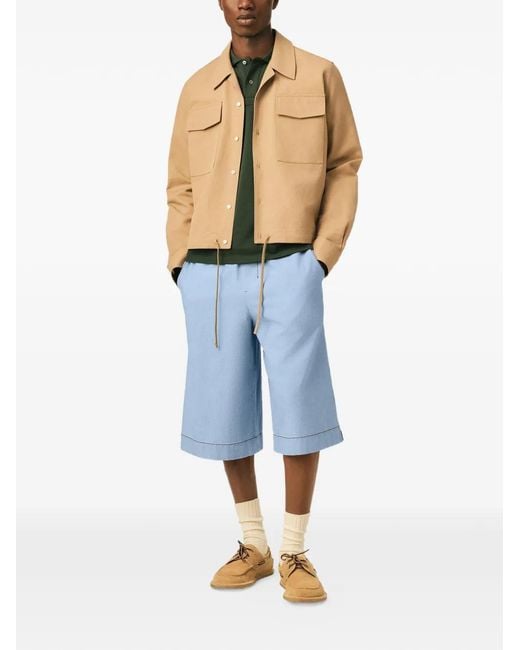 AMI Blue Cotton Elasticated Large Bermuda Shorts for men