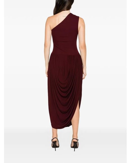 Brandon Maxwell Black Asymmetri-Neck Midi Dress