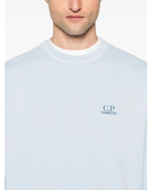 C P Company Blue Logo Embroidered Sweatshirt for men