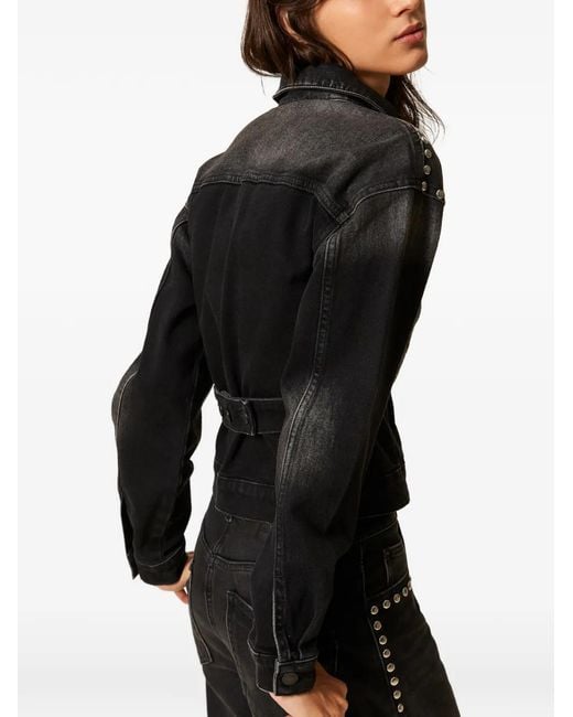 Twinset Black Denim Jacket With Studs
