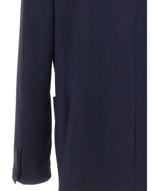 Manuel Ritz Blue Logo-Pin Patch-Pocket Blazer for men