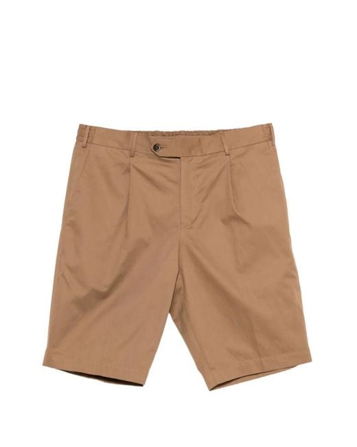 PT Torino White Button Pleated Shorts for men