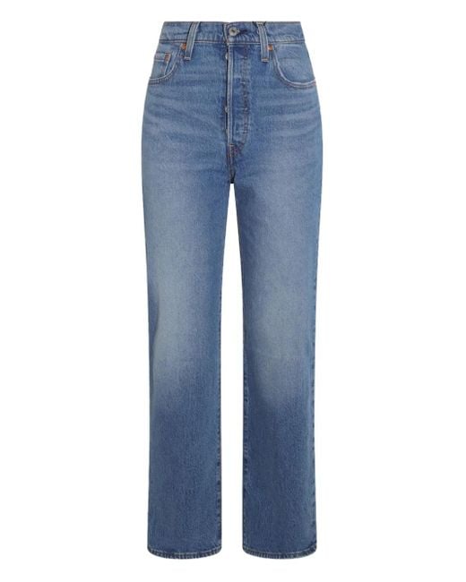 Levi's Blue High-Waisted Straight-Leg Jeans