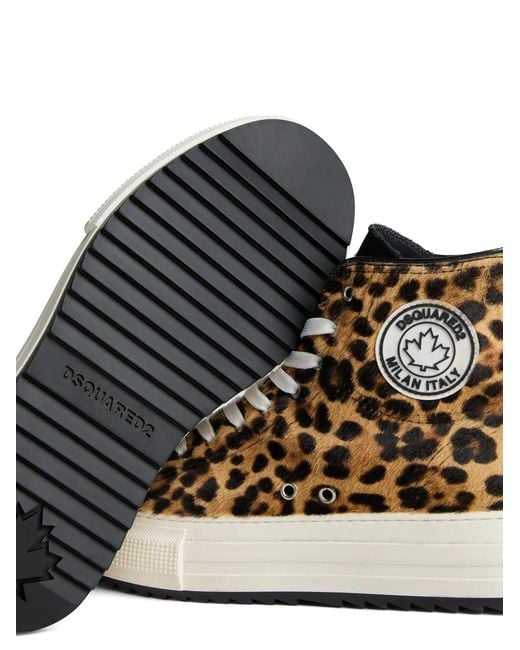 DSquared² Natural Leopard-Print High-Top Sneakers for men