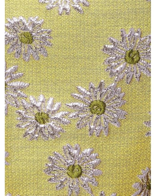 LaDoubleJ Yellow Hendrix Floral-Embroidery Flared Trousers