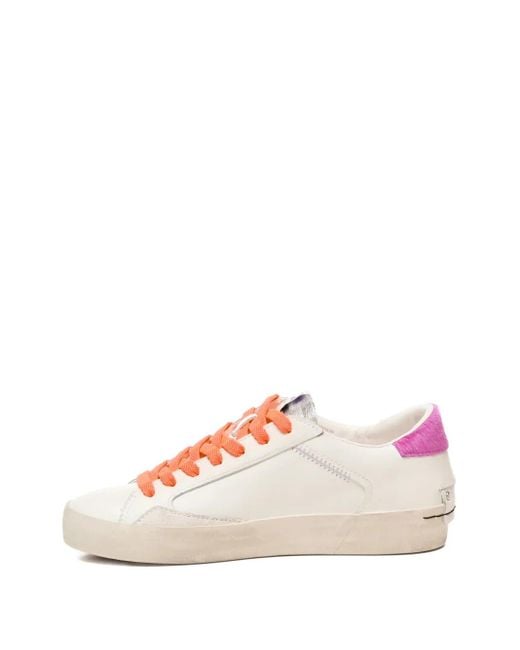 Crime London Pink Lace-Up Calfskin Sneakers