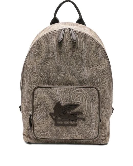 Etro Gray Backpack Arnica Jacquard for men