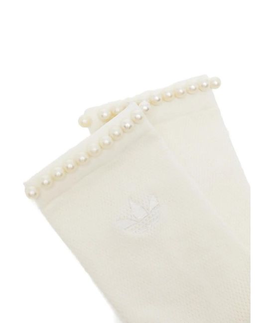 Adidas White Logo-Embroidered Socks
