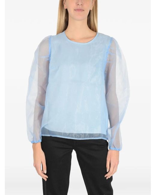 Baum und Pferdgarten Blue Sheer Puff-Sleeve Blouse