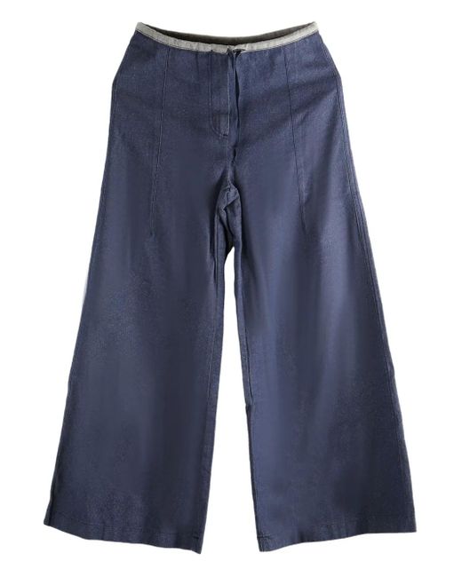 Baserange Blue Arthur Drawstring Wide-Leg Trousers