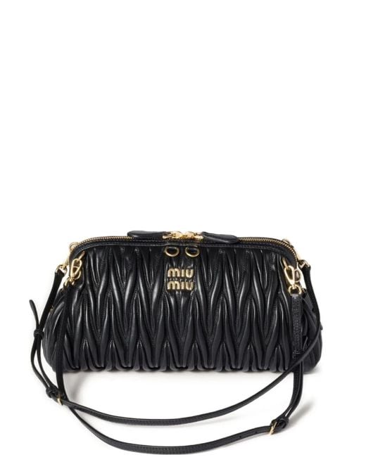 Miu Miu Black Caprice Matelassé Leather Clutch Bag