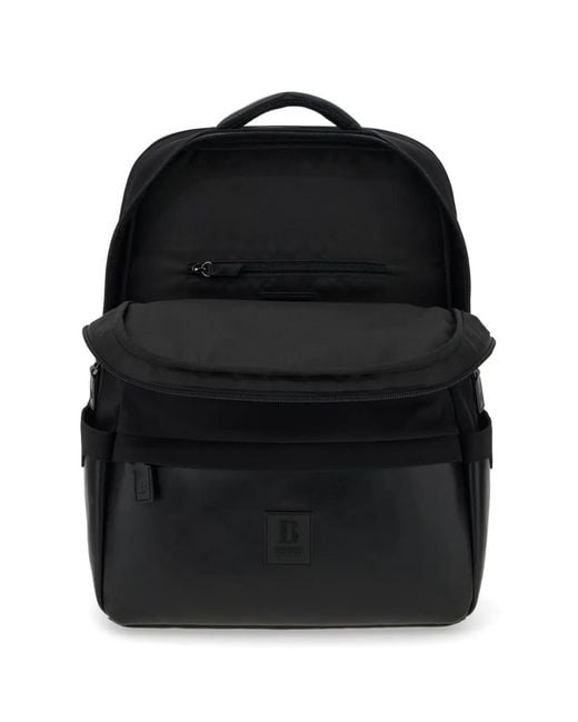 Boggi Black Logo-Patch Backpack for men