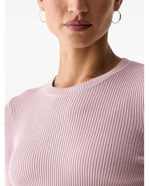 Guess Pink Ellie Ribbed-Knit Button-Cuff Sweater