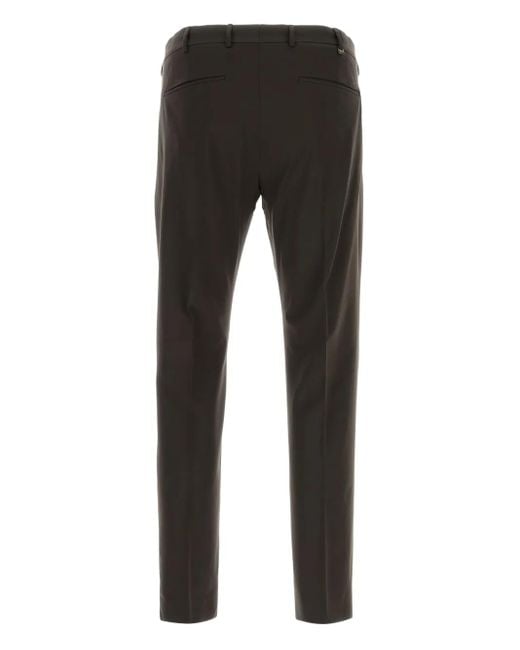 PT Torino Black Stretch-Wool Trousers for men