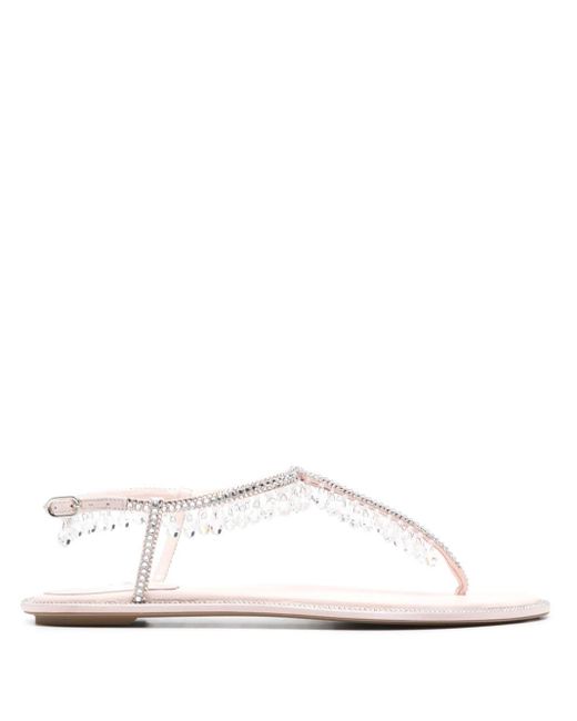 Rene Caovilla White Diana Crystal-embellished Sandals